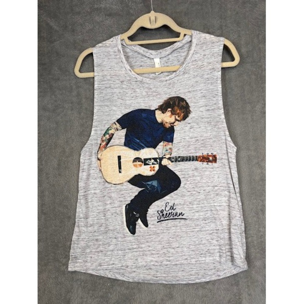 Ed Sheeran Graphic Muscle Tank Top Bella Grey Space Dye Sleeveless Shirt Large